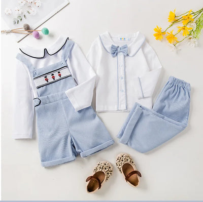 New Born Baby Boy Clothes Set Newborn Photography Romper Suspender Pants Suits Embroidery Eid Print Shirt Clothing Spanish Girl